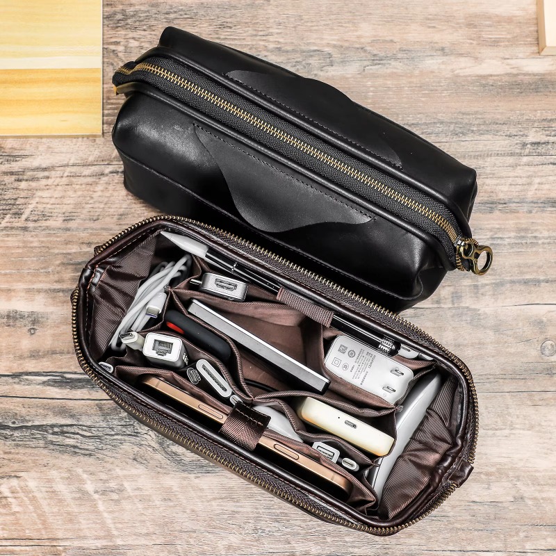 Tech Accessories For Laptop - Organizador de Armazenamento Vintage em Couro