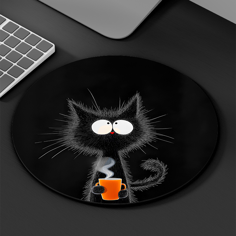 Tech Table Accessories - Tapete de mouse redondo de gato